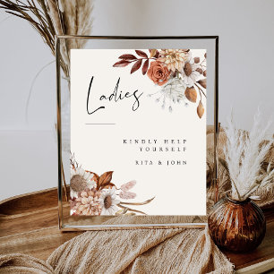 Cream Boho Ladies Bathroom Wedding Sign