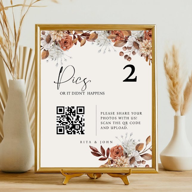 Cream Boho Pics or didn't Happen Seating Chart Pedestal Sign (Creator Uploaded)