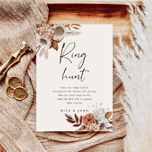 Cream Boho Ring Hunt Bridal Shower Game Sign