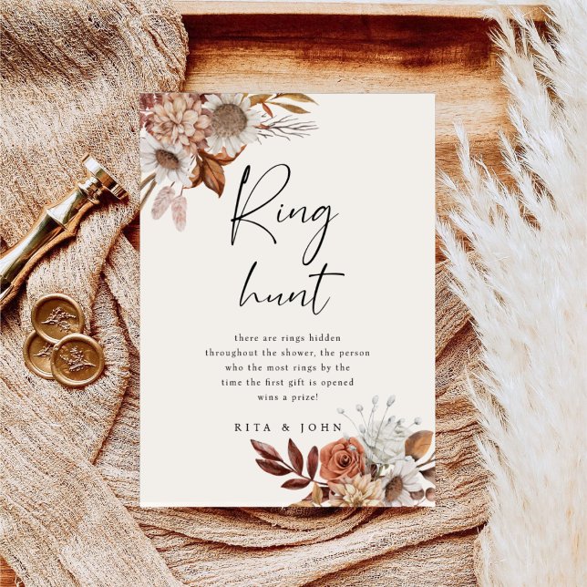 Cream Boho Ring Hunt Bridal Shower Game Sign  (Creator Uploaded)