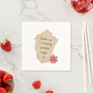 Cream Books Magic Red Flower Napkin