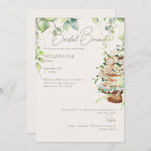 Cream Botanical Cake Bridal Brunch Invitation