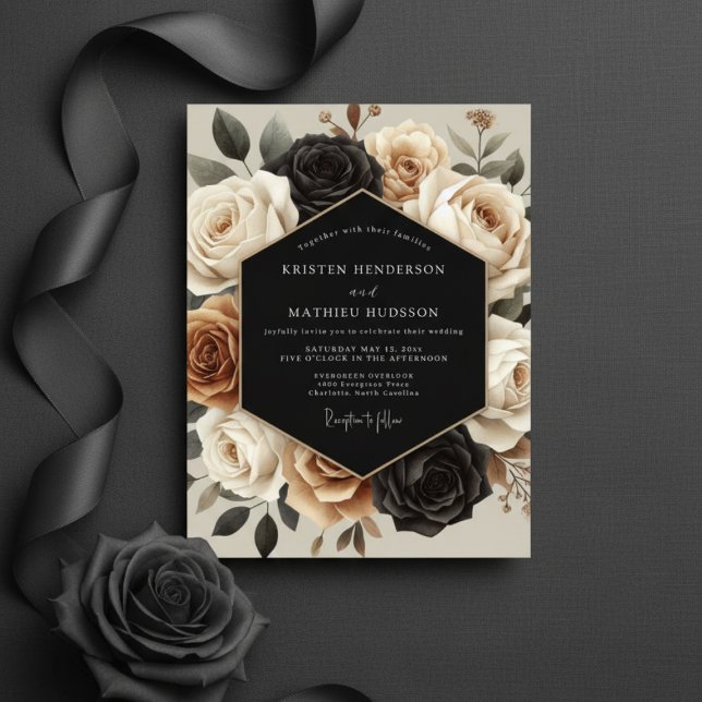 Cream Botanical Opulent Wedding Invitation (Creator Uploaded)