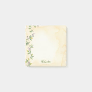 Cream Botanical Vine Personalised Sticky Notes