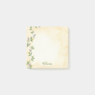 Cream Botanical Vine Personalised Sticky Notes