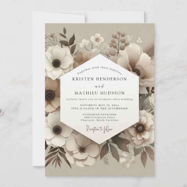 Cream Botanical Whisper Wedding Invitation (Front)