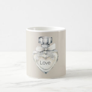 Cream Bow Heart Perfume Bottle Coffee Mug