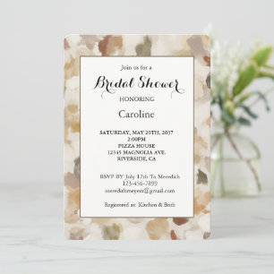 Cream Brown Abstract Tan Bridal Shower Invitation