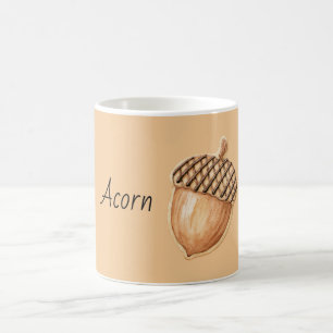 Cream Brown Acorn Coffee Mug