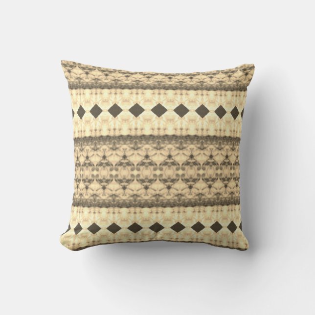 Cream Brown And Beige Patterned Cushion (Front)