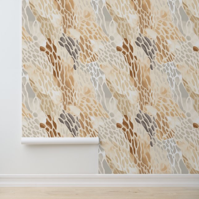 Cream Brown Animal Print Wallpaper (Application)