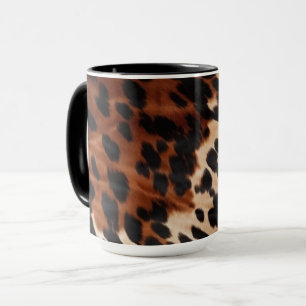 Cream Brown Black Cowhide Mug