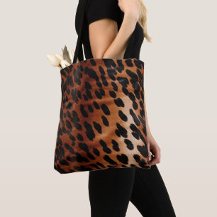 Cream Brown Black Cowhide Tote Bag