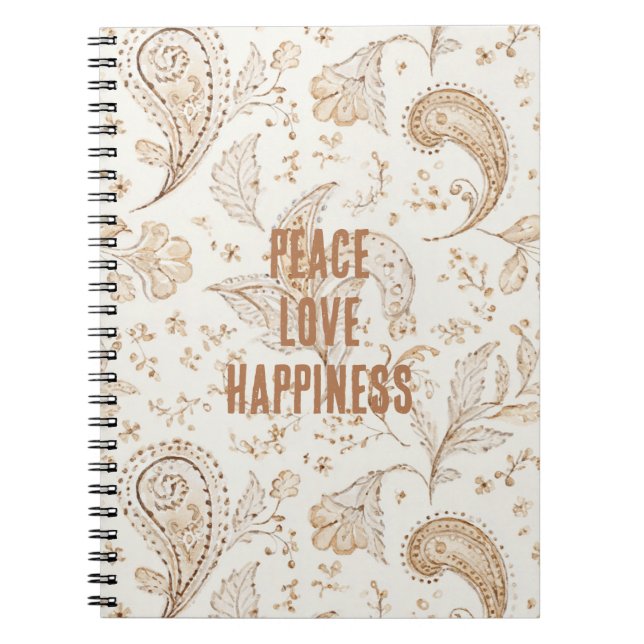Cream Brown Boho Bohemian   Notebook (Front)