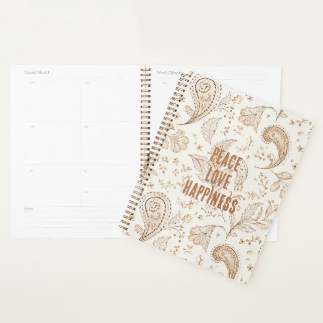 Cream Brown Boho Bohemian   Planner (Display)