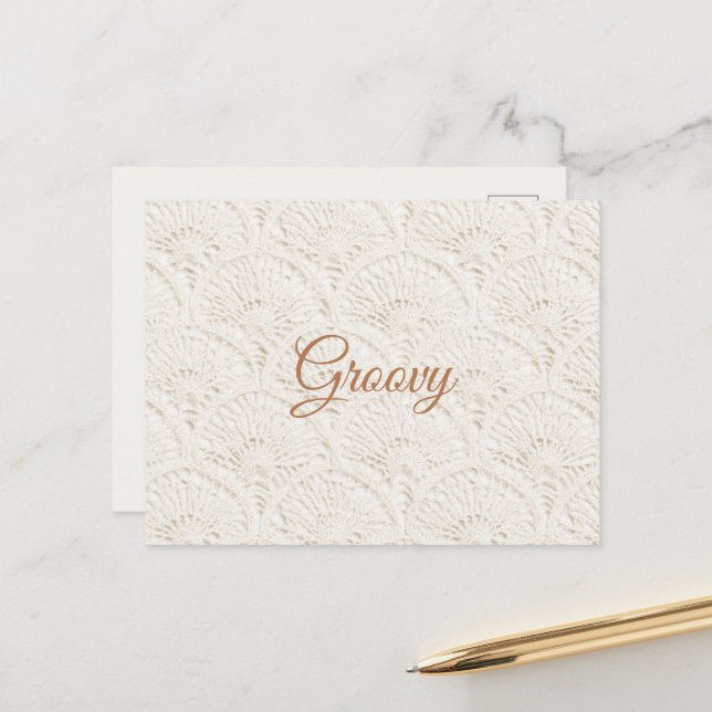 Cream Brown Boho Bohemian   Postcard (Front/Back In Situ)