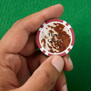 Cream Brown Cowgirl Cowboy Cowhide Poker Chips