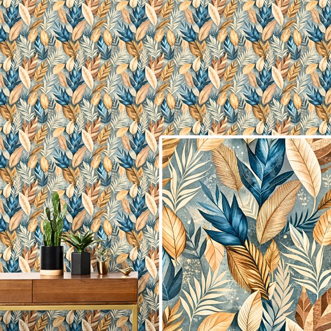 Cream Brown Dark Green Leaves Autumn Tones Leaf  Wallpaper (Creator Uploaded)