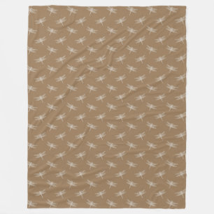Cream Brown Dragonflies Fleece Blanket