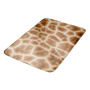 Cream Brown Giraffe Animal Print Bath Mat