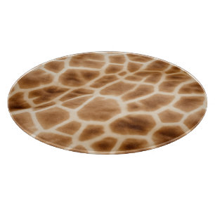 Cream Brown Giraffe Animal Print Cutting Board