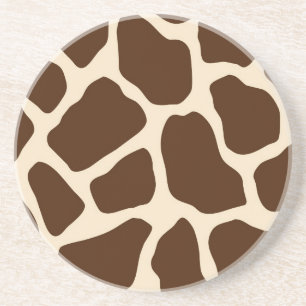 Cream Brown Giraffe Print Coaster