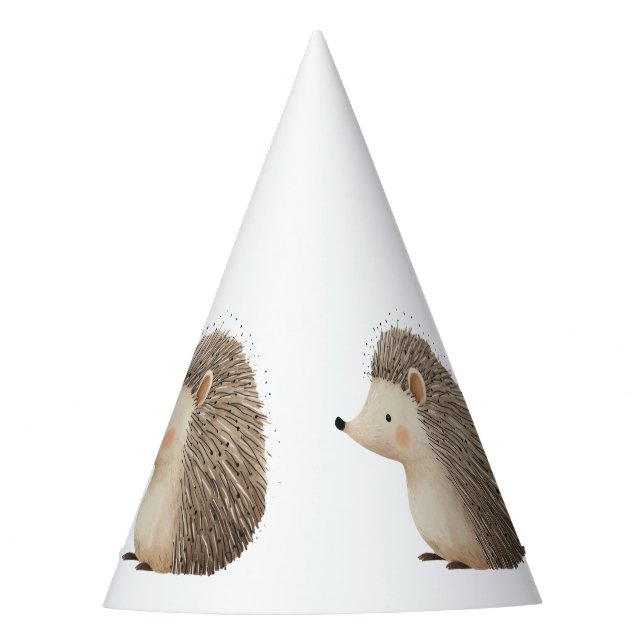Cream Brown Hedgehog Birthday Party Hat (Front)