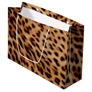 Cream Brown Leopard Print Large Gift Bag