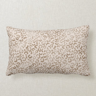 Cream Brown Leopard Print Lumbar Cushion
