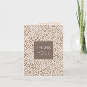 Cream Brown Leopard Print Thank You     Card