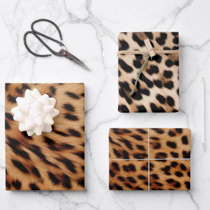 Cream Brown Leopard Print Wrapping Paper Sheet