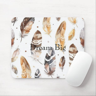 Cream Brown Native Feathers Mouse Pad