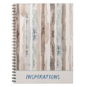 Cream Brown Pale Blue Stripes Notebook