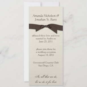 Cream Brown Ribbon Post Wedding Celebration Invitation