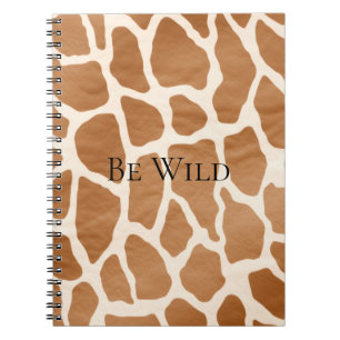 Cream Brown Safari Giraffe Animal Print Notebook