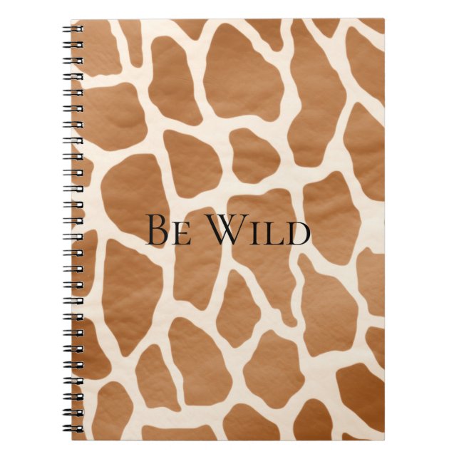 Cream Brown Safari Giraffe Animal Print Notebook (Front)