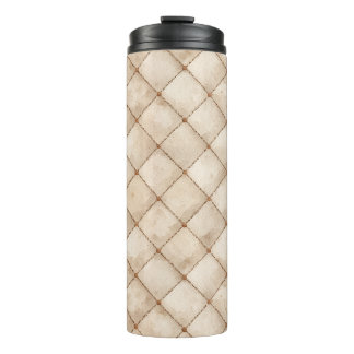 Cream Brown Squares Thermal Tumbler