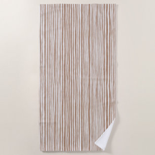 Cream Brown Stripes   Beach Towel