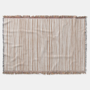 Cream Brown Stripes Christmas Throw Blanket