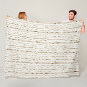 Cream Brown Stripes Fleece Blanket