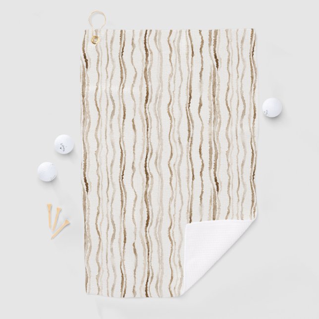 Cream Brown Stripes Golf Towel (InSitu)