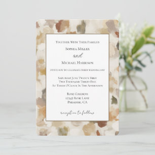Cream Brown Tan Abstract Birthday Wedding Invitation