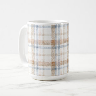 Cream Brown Tan Blue Stripes Birthday Coffee Mug