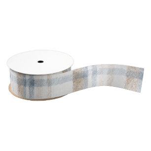 Cream Brown Tan Blue Stripes Birthday Grosgrain Ribbon