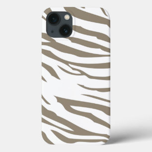 Cream Brown White Zebra Print iPhone 13 Case