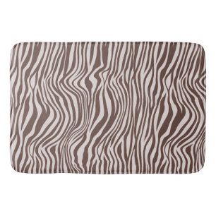 Cream Brown Zebra Print Bath Mat