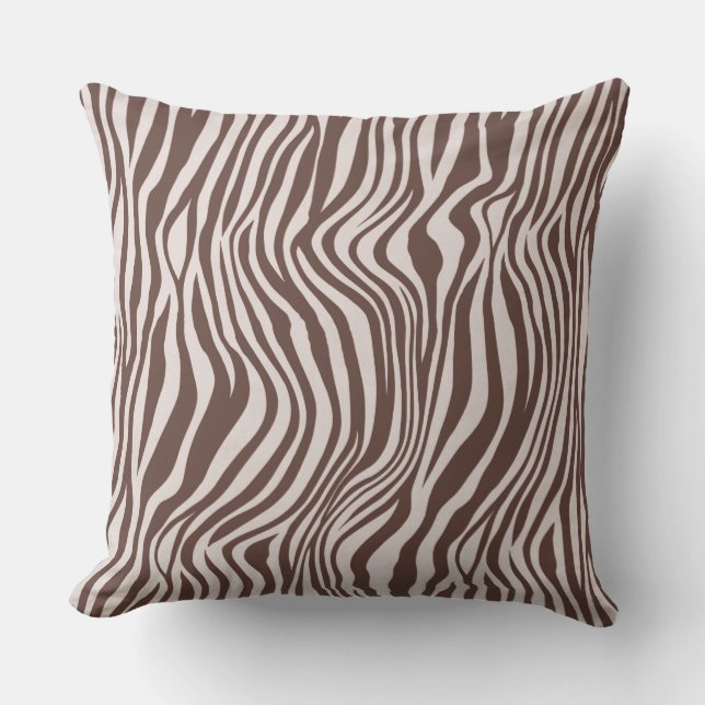 Cream Brown Zebra Print Cushion (Front)