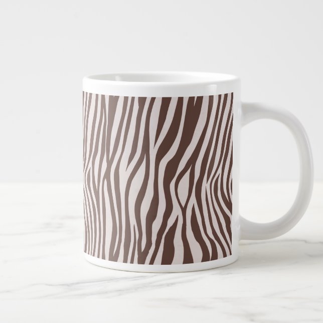 Cream Brown Zebra Print Large Coffee Mug (Right)