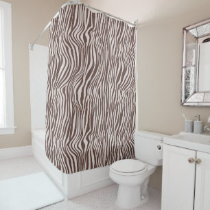 Cream Brown Zebra Print Shower Curtain