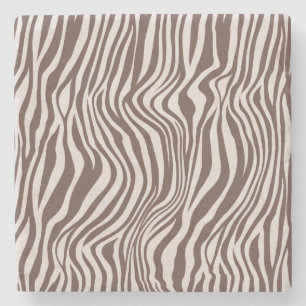 Cream Brown Zebra Print Stone Coaster